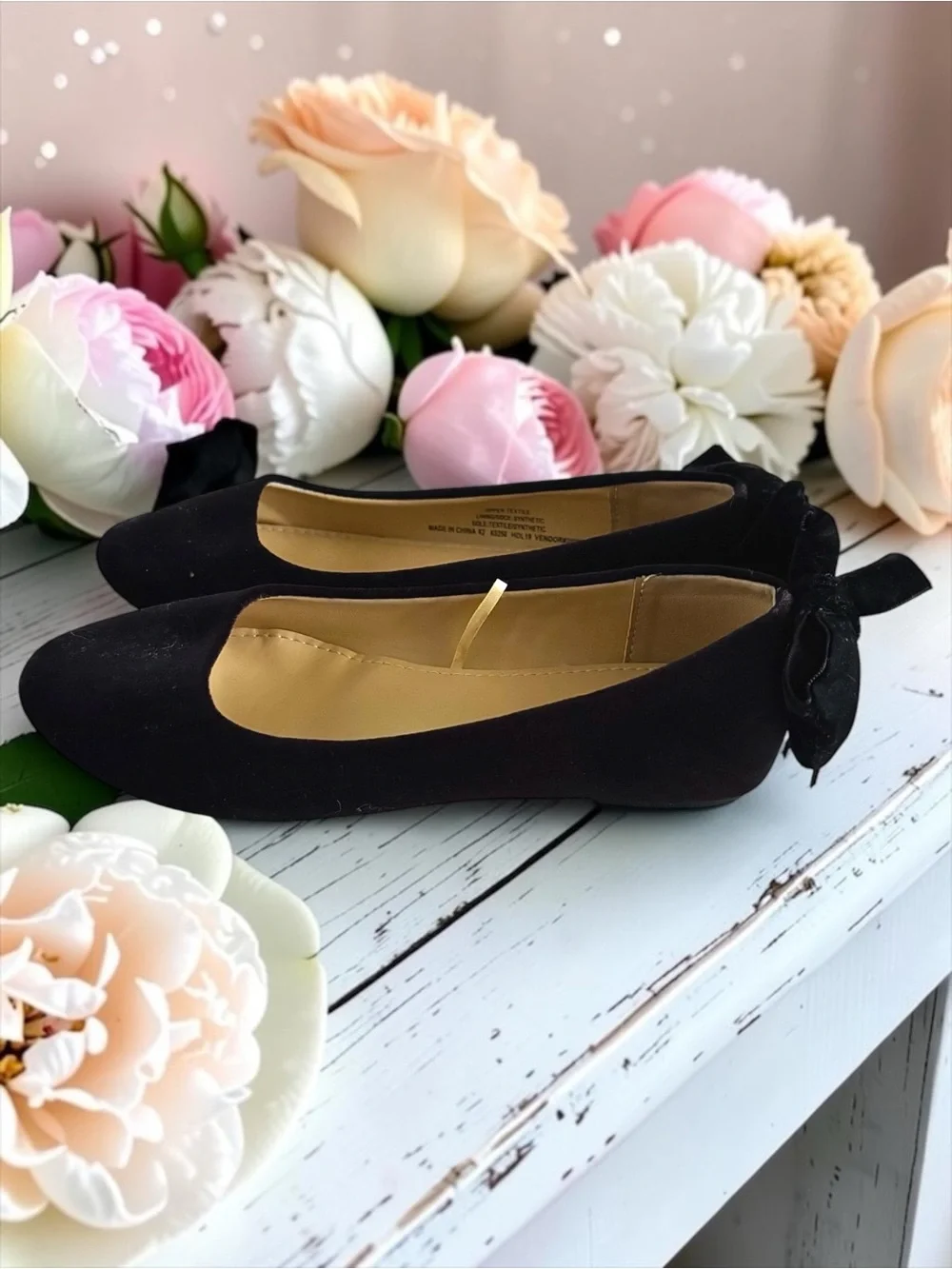 Crewcuts Little Girls Black Velvet Bow Ballet Flats Size 2
